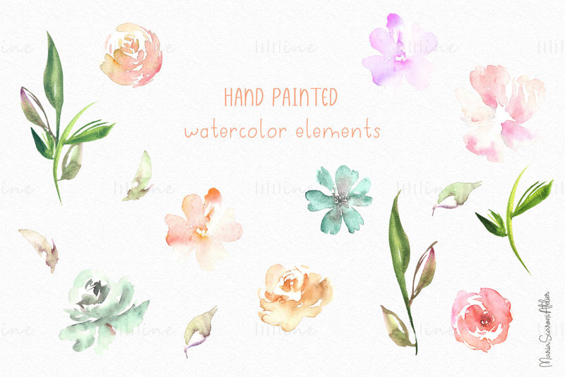 Watercolor Flowers Clipart - Fresh -