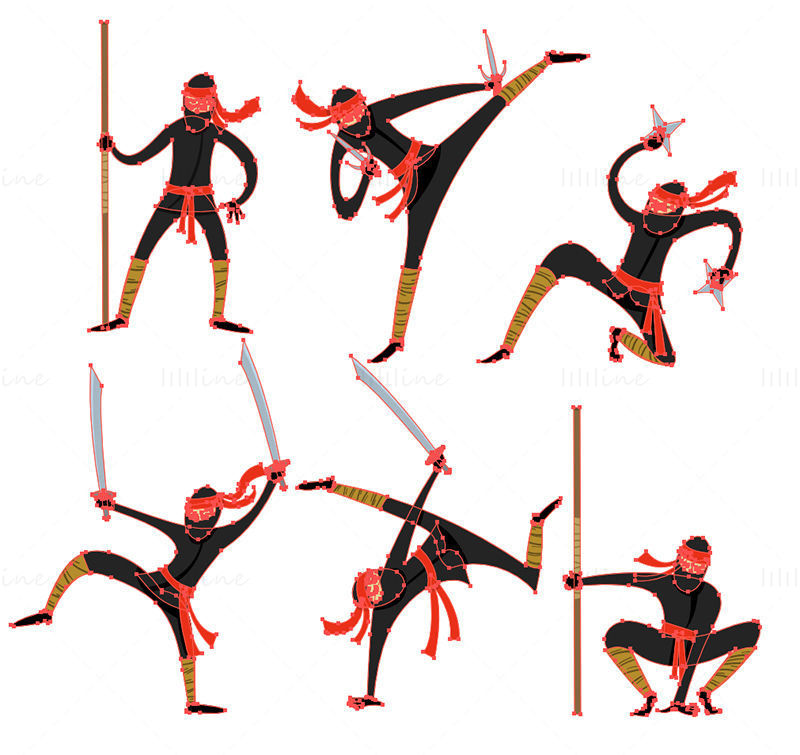 Vecteur de ninja de dessin animé