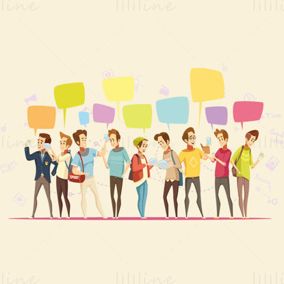 People standing chatting bubble vector