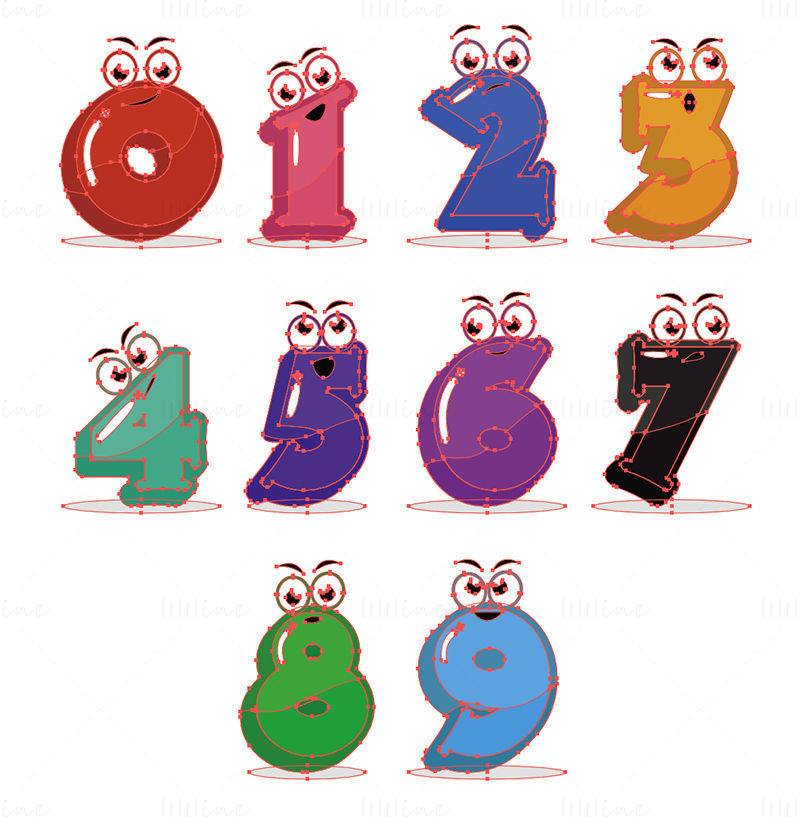 Cartoon numbers vector