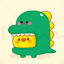 Cute chick in dinosaur costume vector