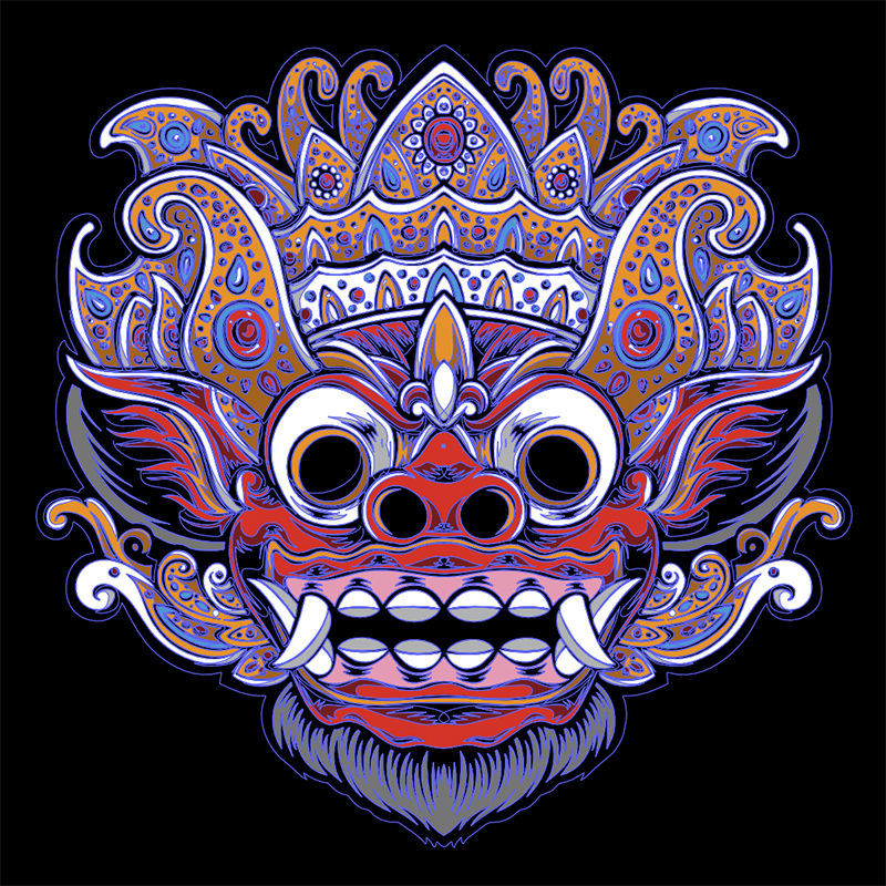 Balinese Barong mask vector