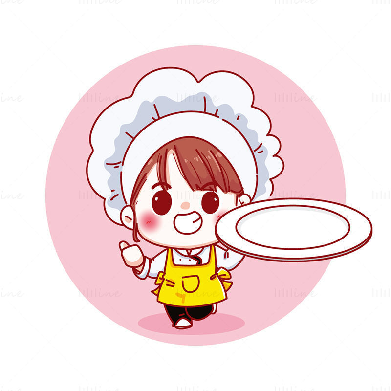 Cute girl chef vector