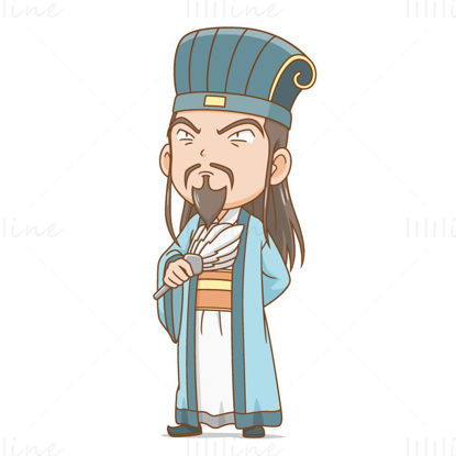 Cartoon Zhuge Liang vector