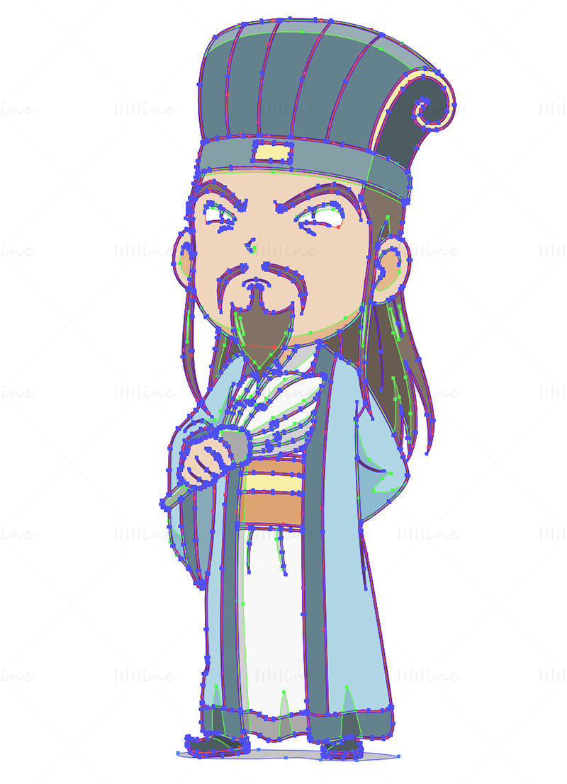 Cartoon Zhuge Liang vector
