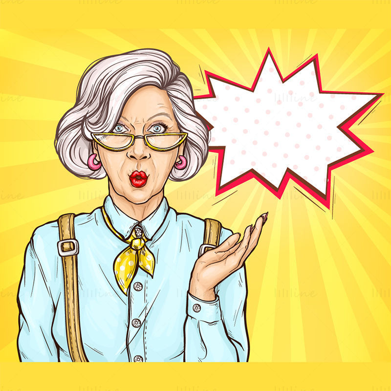 Angry granny dialog bubble vector