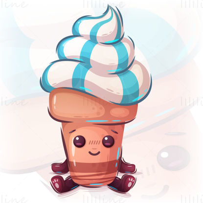 Vecteur de cône de crème glacée de dessin animé