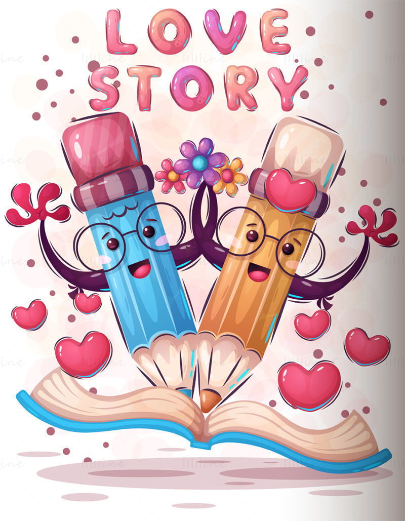 Illustration vectorielle histoire d'amour