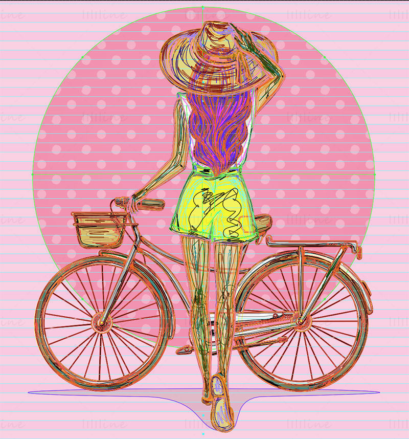 Belle femme et vélo vecteur