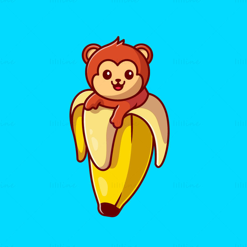 Banán a opice vektor
