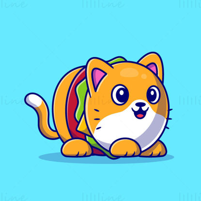 Cute cat burger vector