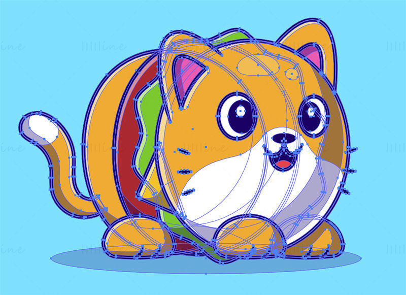 Cute cat burger vector