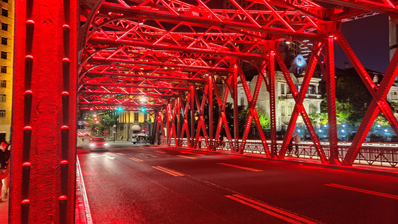 Kırmızı ışık Waibaidu Köprüsü fotoğrafı X3