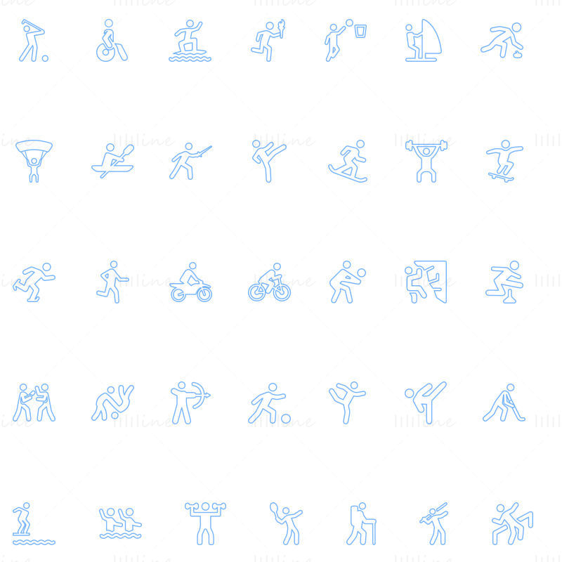Olympic sports vector line icons