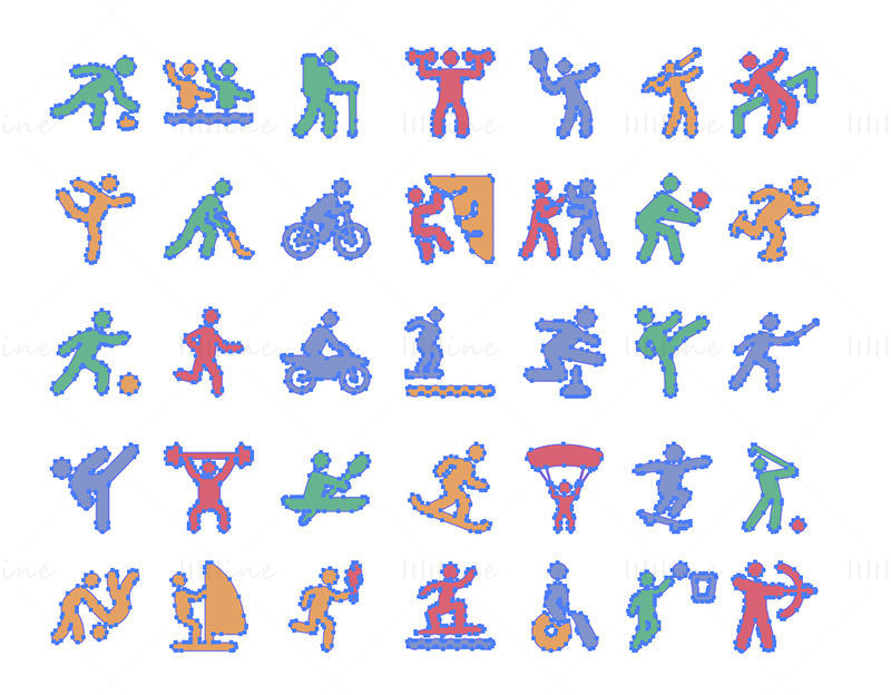 Coloridos iconos de línea vectorial de deportes olímpicos