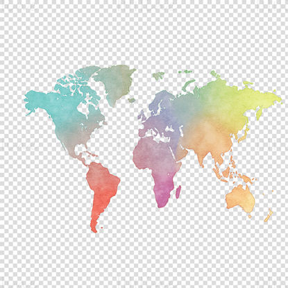 Harta lumii cu acuarelă colorată