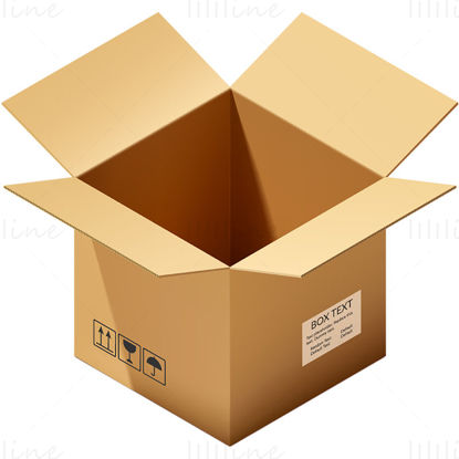 Icona dell'illustrazione del pacchetto della scatola vettoriale della scatola aperta