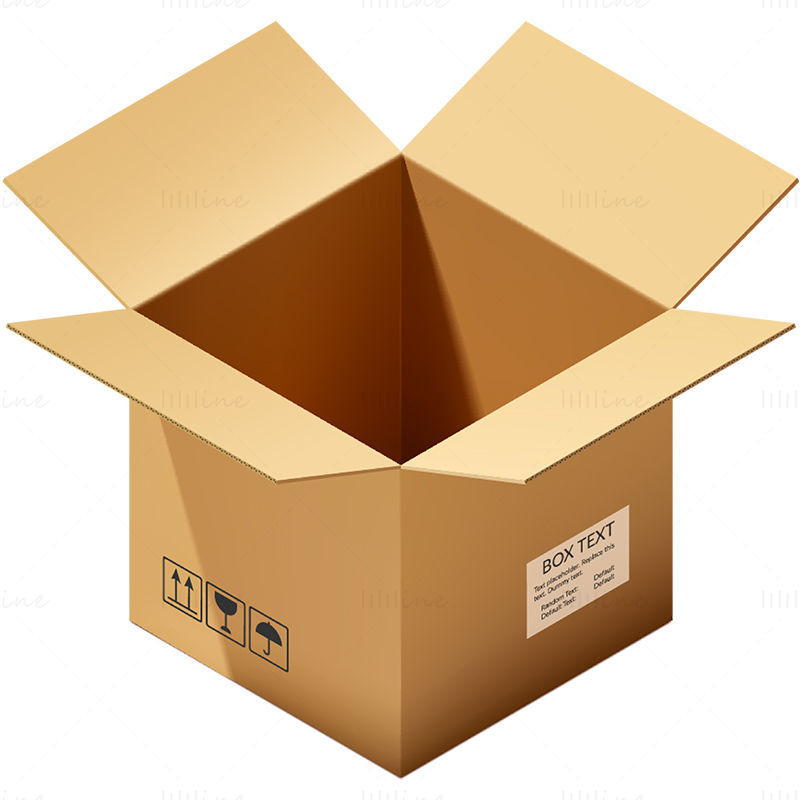 Icono de ilustración de paquete de caja de vector de cartón abierto