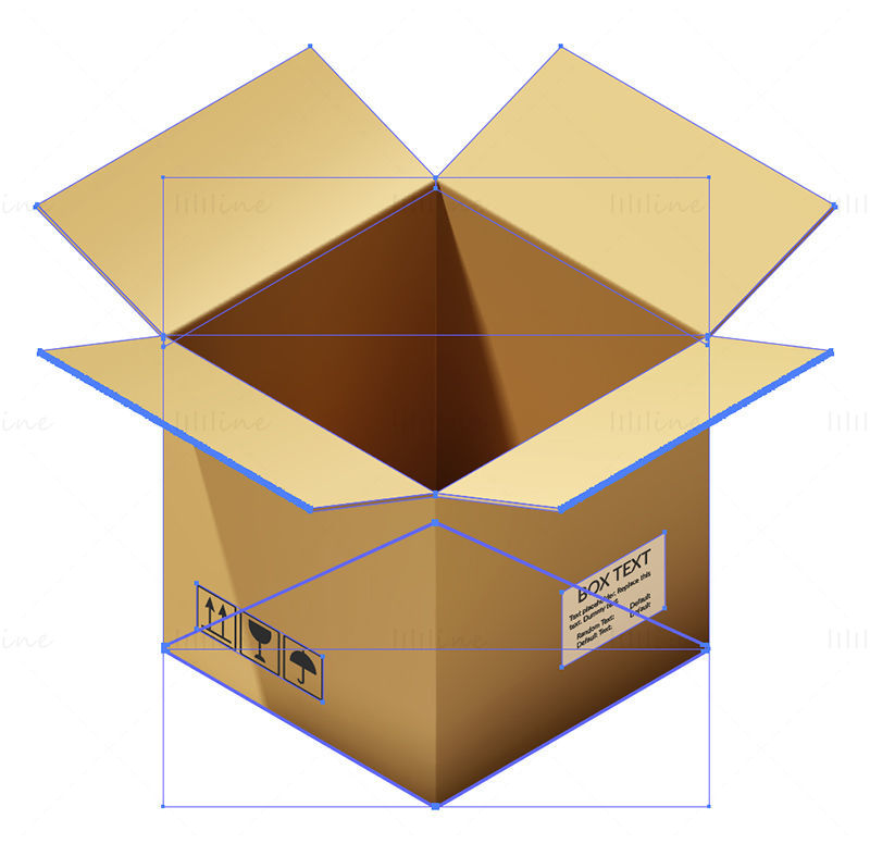 Open carton vector box package illustration icon