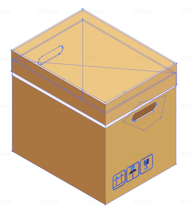 Жути поклопац и векторска илустрација кутије