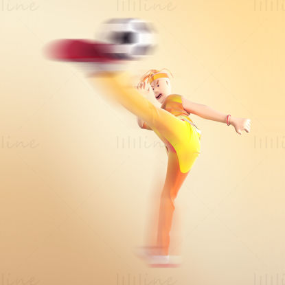 Sport Fly Kick Soccer Character Cartoon Character 3D model