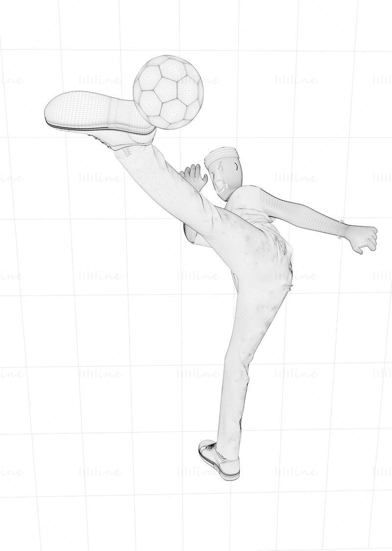 Sport Fly Kick Soccer Character Cartoon Character 3d Model 