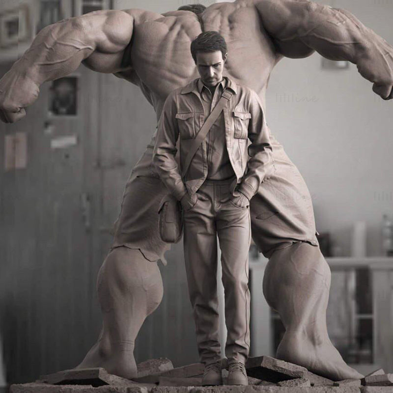 نموذج Hulk vs Bruyce Diorama ثلاثي الأبعاد جاهز للطباعة