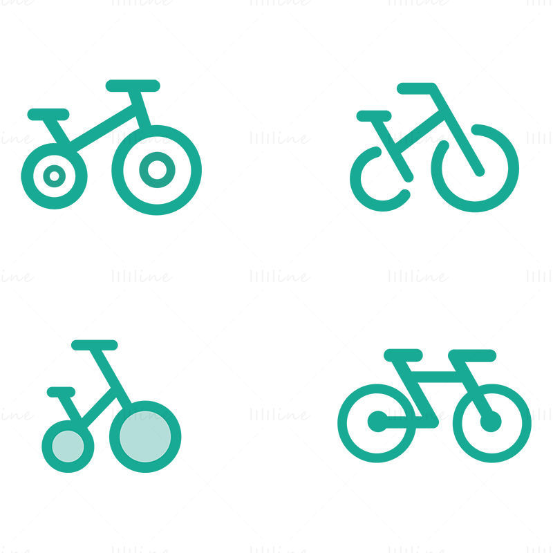 Ícone de linha de vetor de bicicleta
