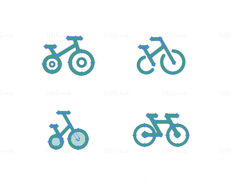 Ícone de linha de vetor de bicicleta