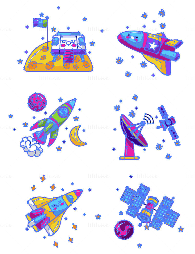 Childlike aerospace element vector graphics