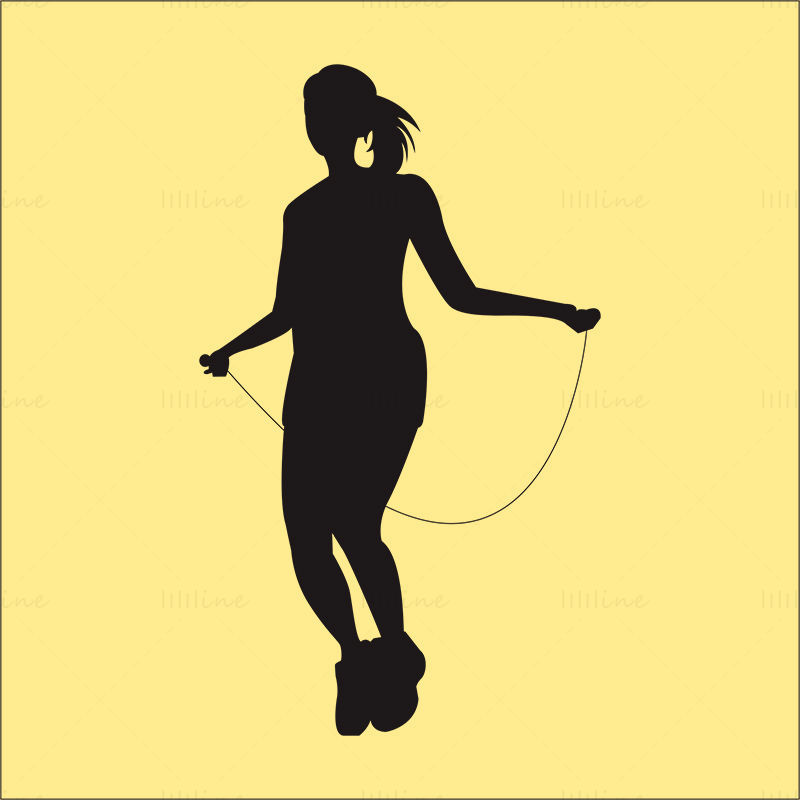 Vektor ženske silhuete v skokih z vrvjo