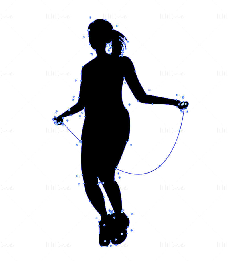 Vektor ženske silhuete v skokih z vrvjo