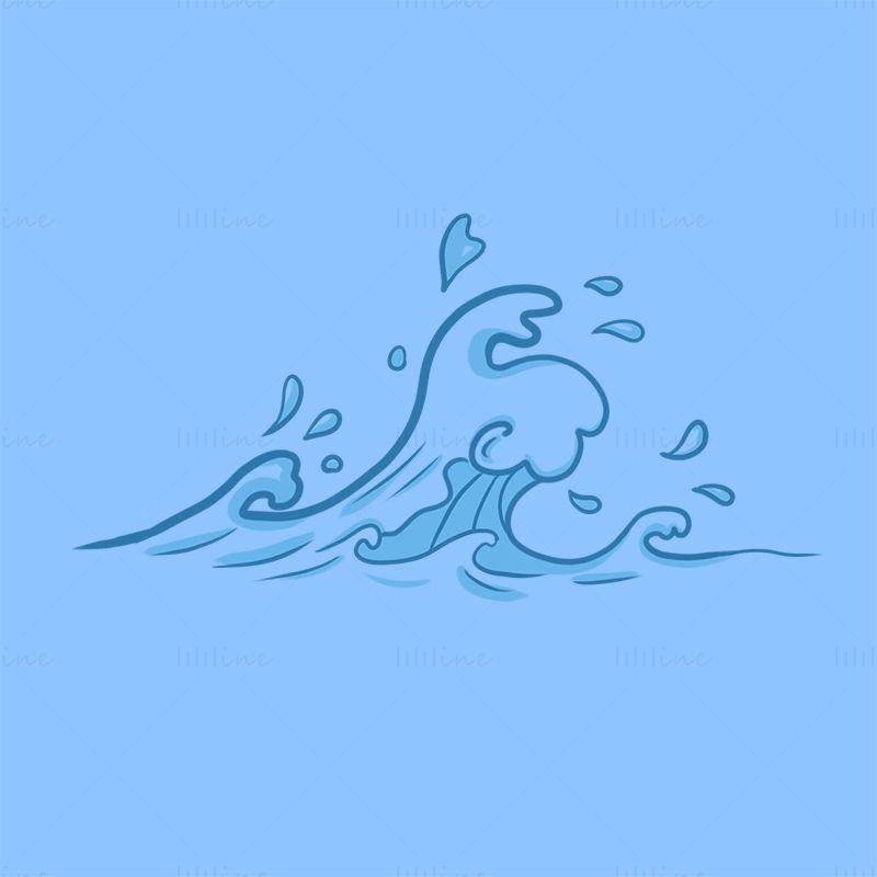 Illustration de vagues d'eau de dessin animé
