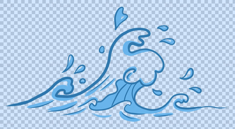 Ilustrație cu valuri de apă din desene animate