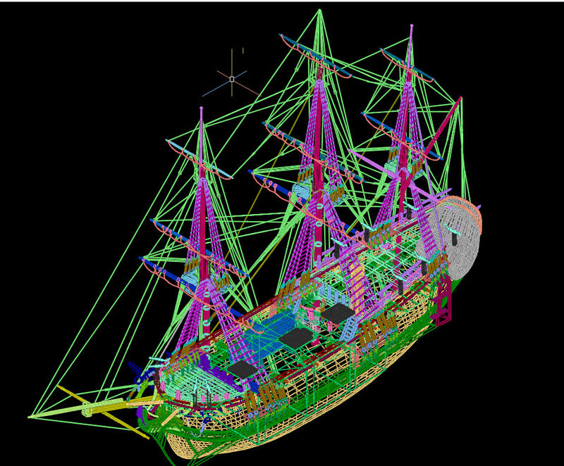 Изысканный парусник CAD 3D модель