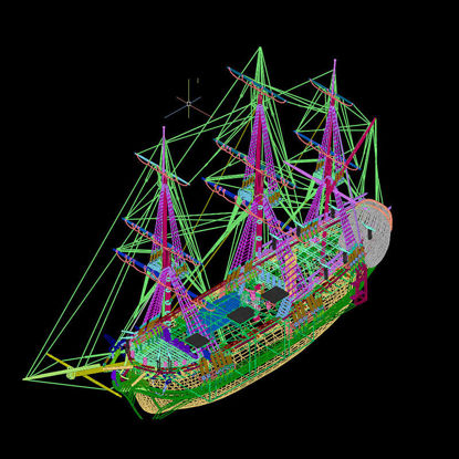 Model CAD rafinat de barca cu pânze