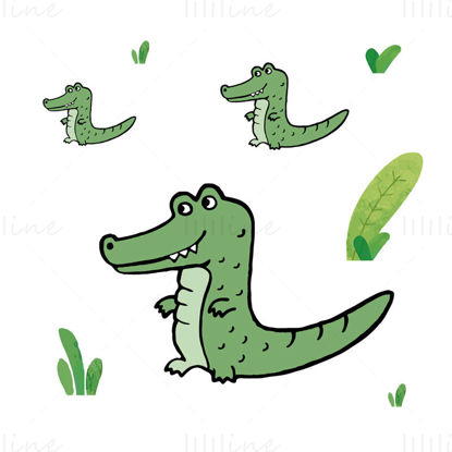 Crocodil, timp liber, plimbare, vector