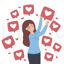 Girl gives a like, vector illustration