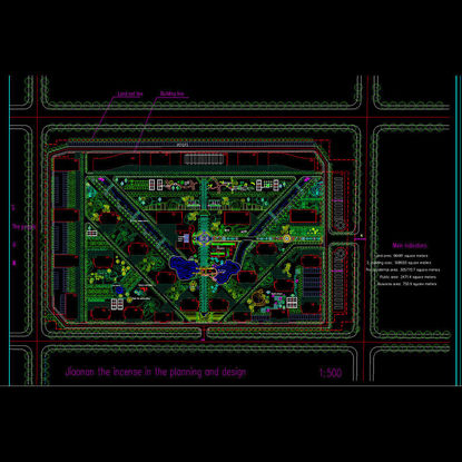 Residential area planning and layout greening CAD drawings