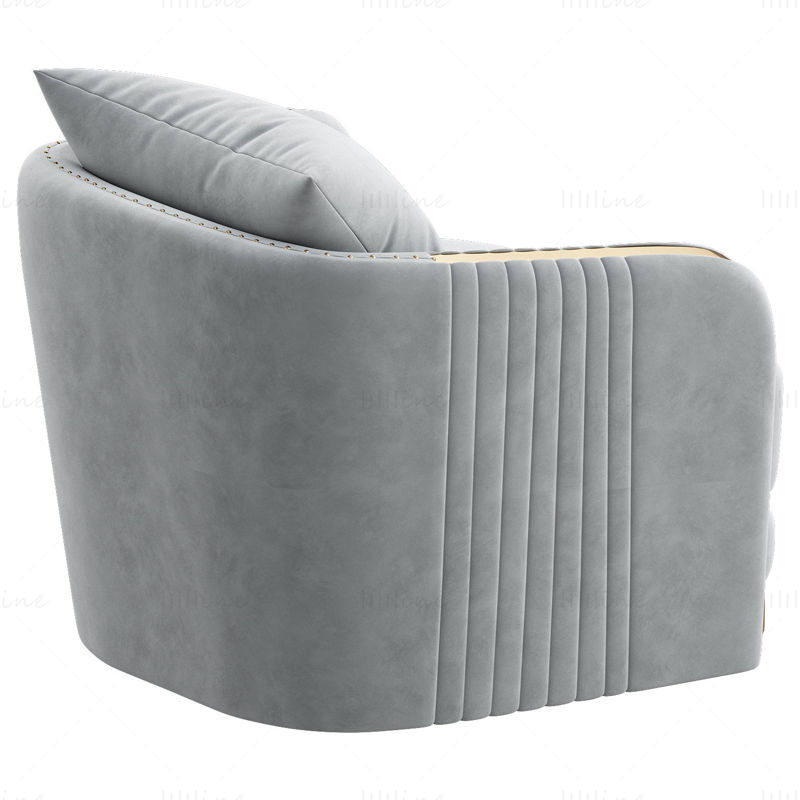 SILLÓN BALMAIN BLUSH TERCIOPELO ORO MODELO 3D