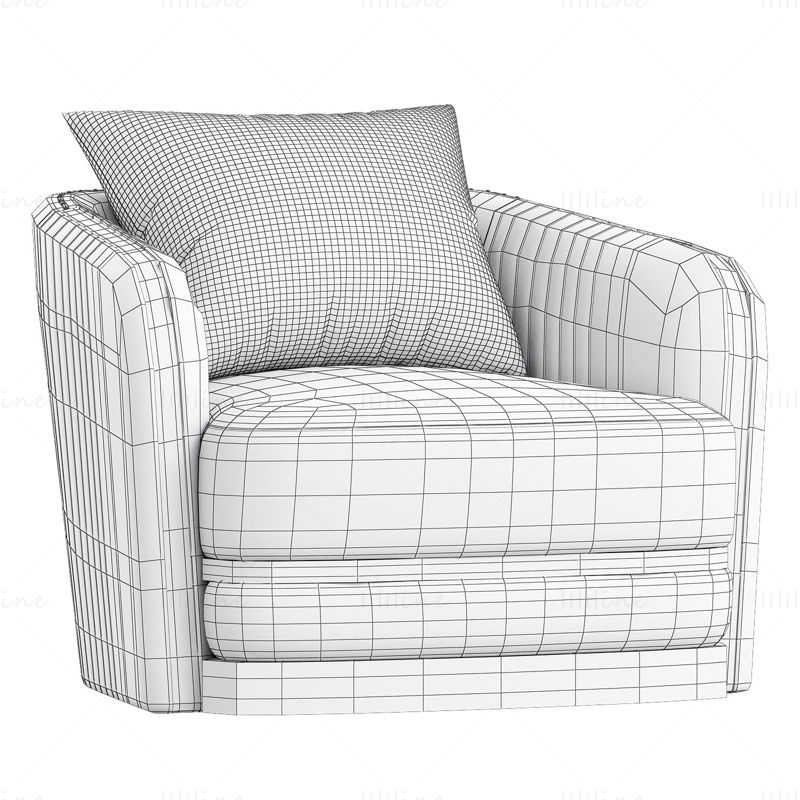 SILLÓN BALMAIN BLUSH TERCIOPELO ORO MODELO 3D