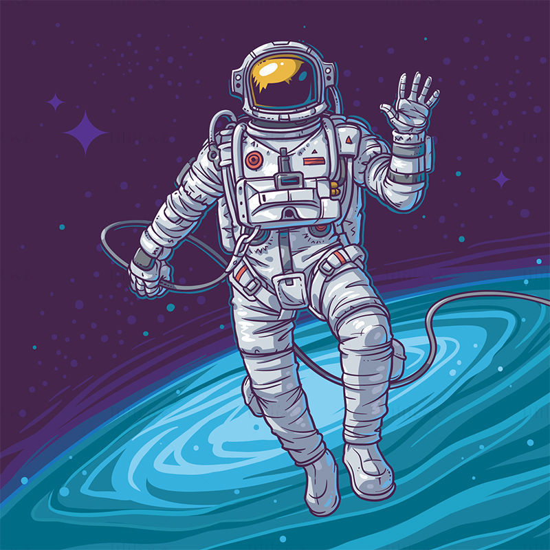 Ръчно нарисуван астронавт вектор