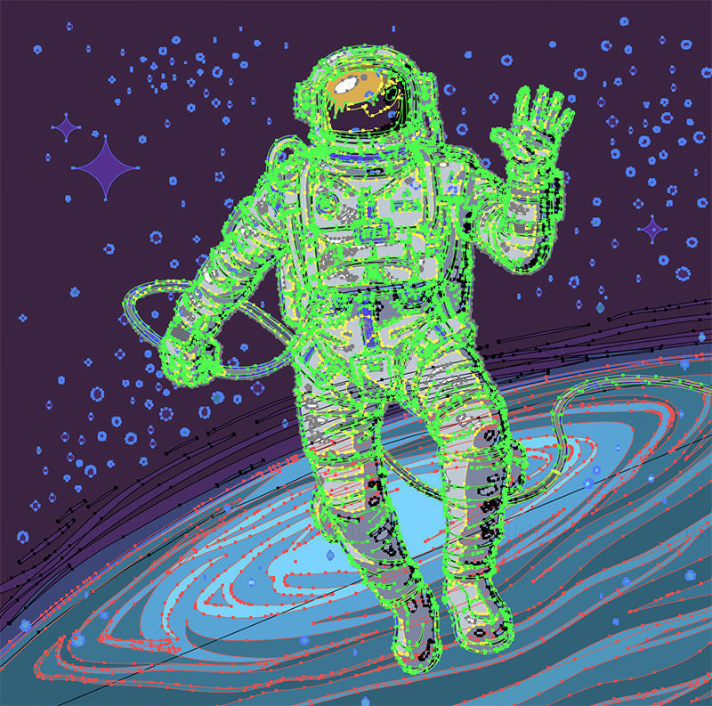 手描きの宇宙飛行士ベクトル
