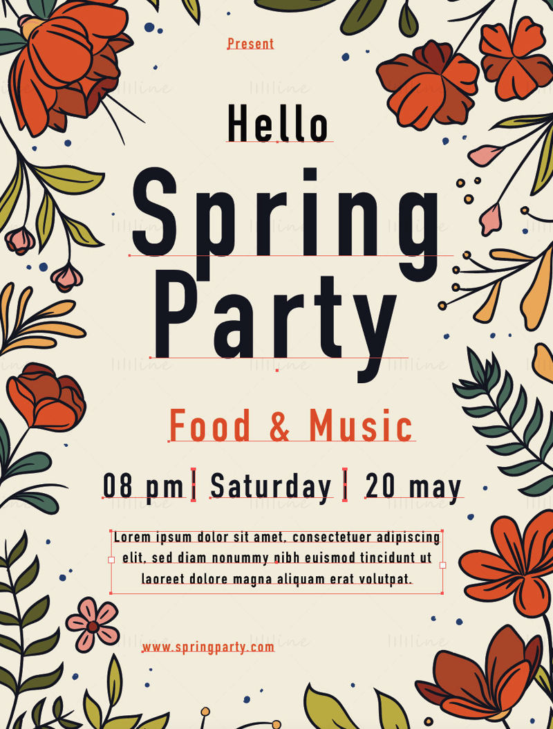 Spring Party Poster vector illustration