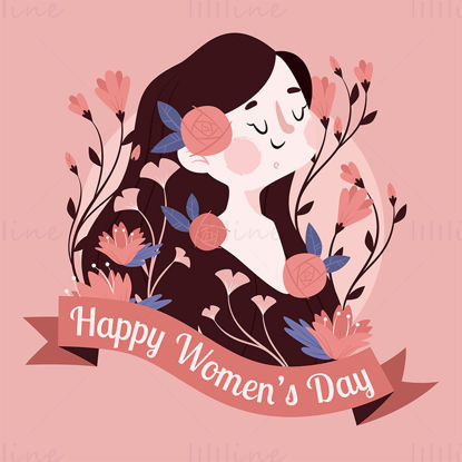 Ilustrație vectorială fericită de Ziua Femeii