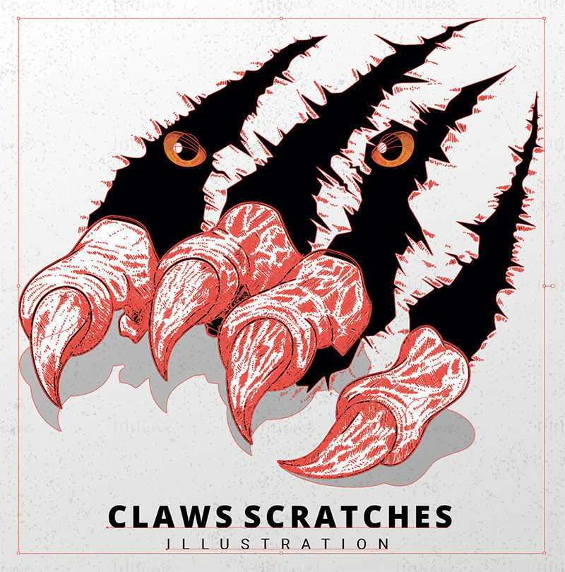 Monster claw tearing action vector