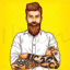 Cartoon Tattooed Male Character vector illustration
