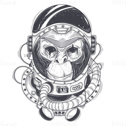 Astronot orangutan vektör