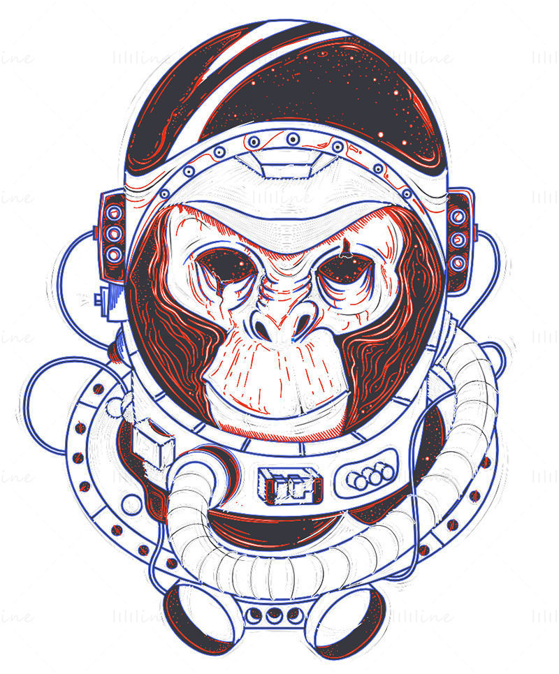 Vector astronaut urangutan