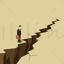 Earth fissures, men face challenges vector illustration